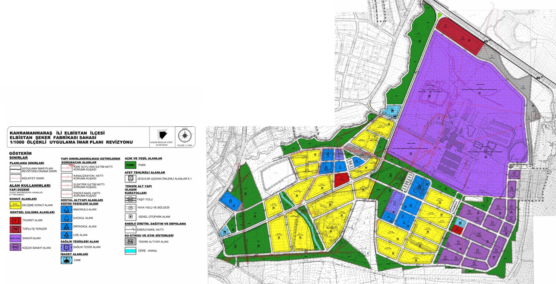 KAHRAMANMARAŞ İLİ ELBİSTAN İLÇESİ ELBİSTAN ŞEKER FABRİKASI SAHASI 1/1.000 ÖLÇEKLİ UYGULAMA İMAR PLANI VE 1/5.000 ÖLÇEKLİ NAZIM İMAR PLANI 